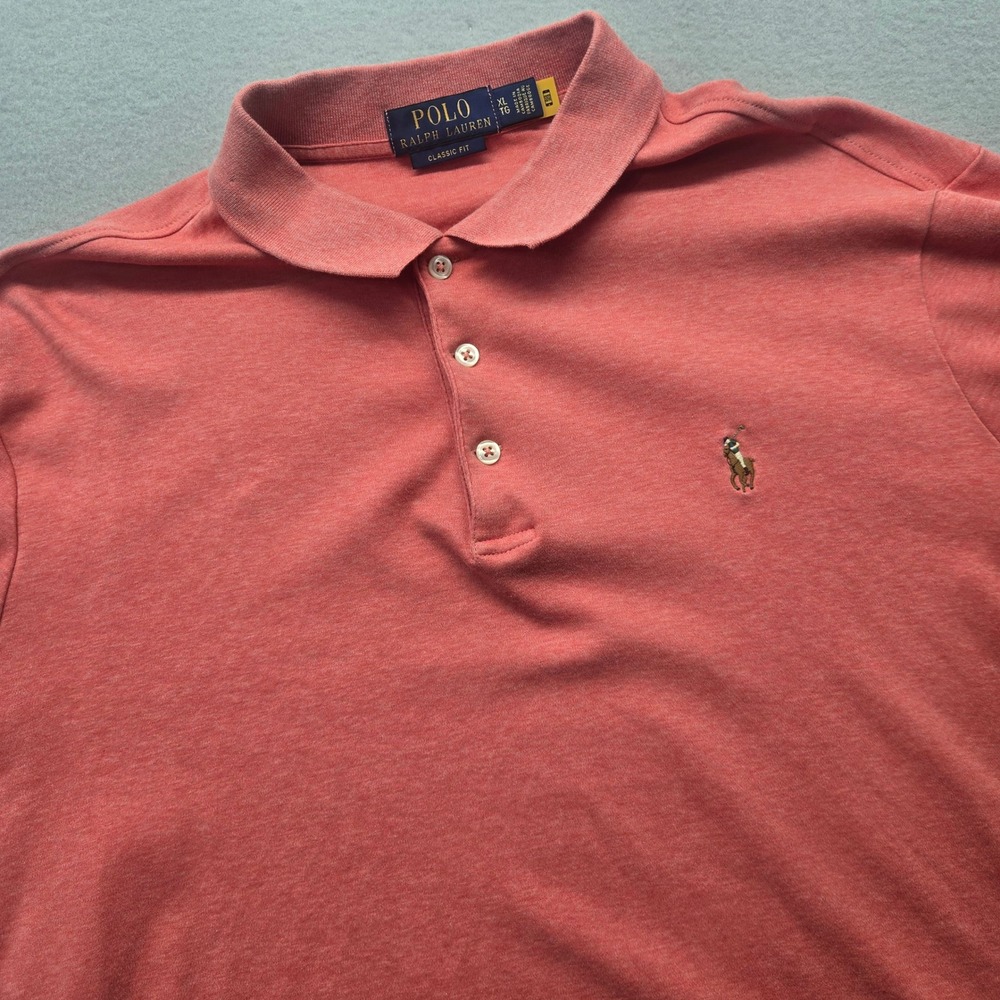 Polo Ralph Lauren Mens XL‎ Classic Fit Coral Heather Short Sleeve Polo Shirt